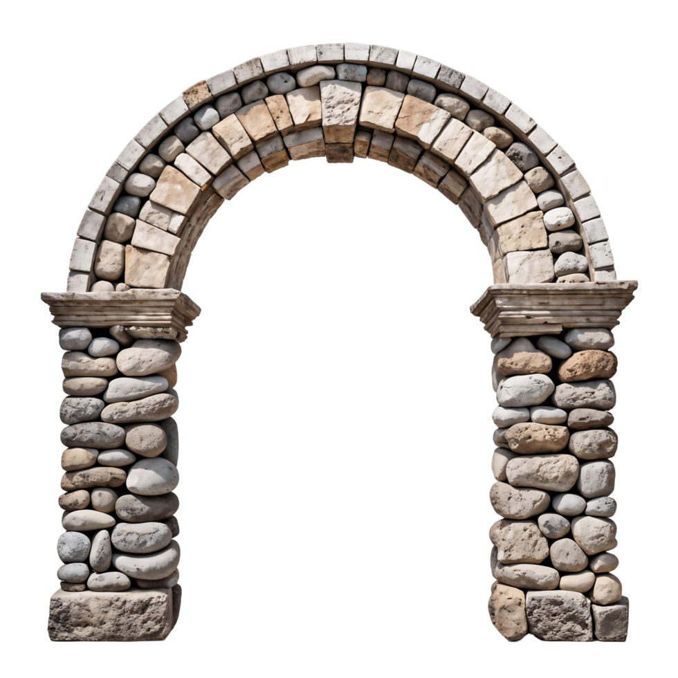 Weathered Ancient Stone Archway Isolated on Transparent Background png