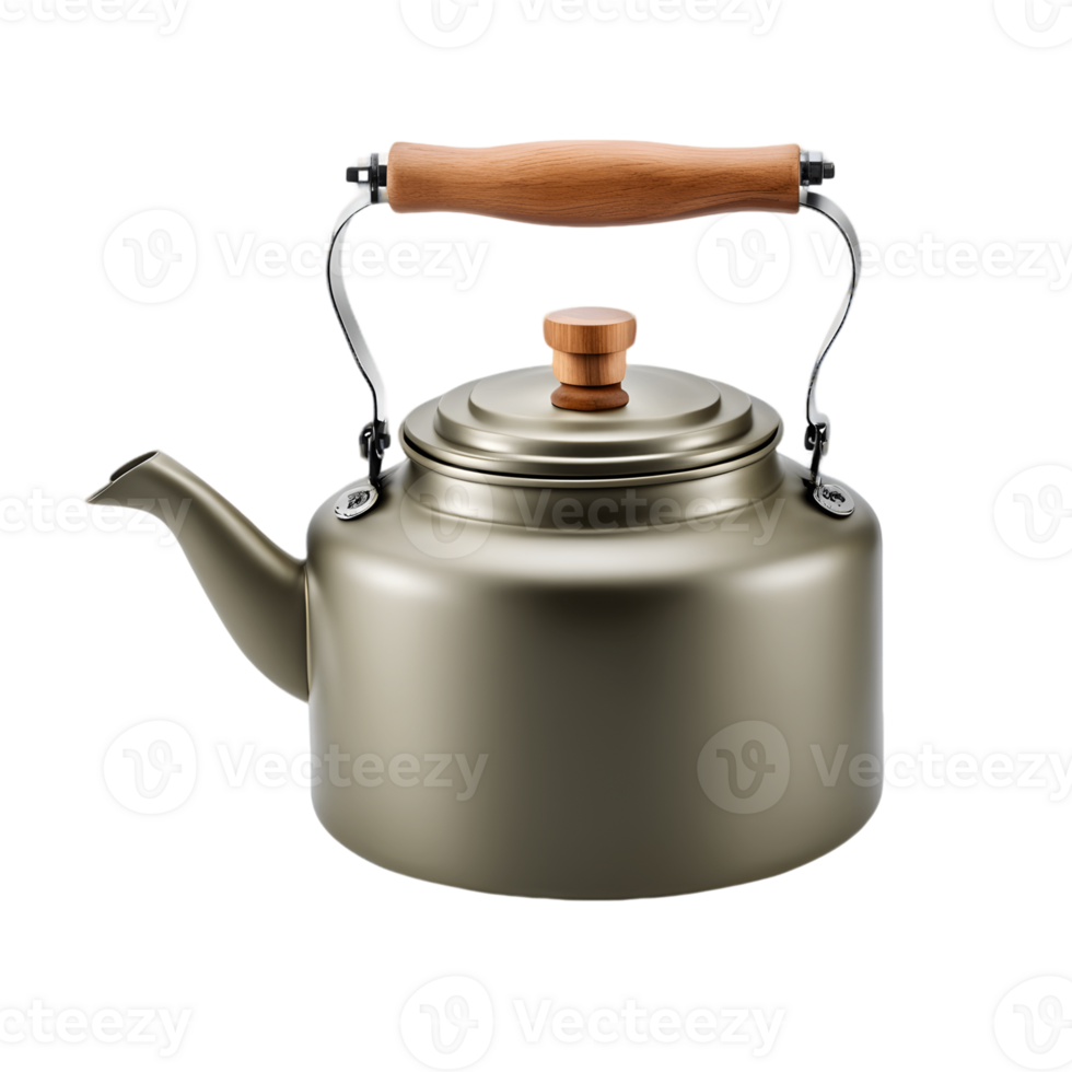Camping Kettle with Wooden Handle Isolated on Transparent Background png