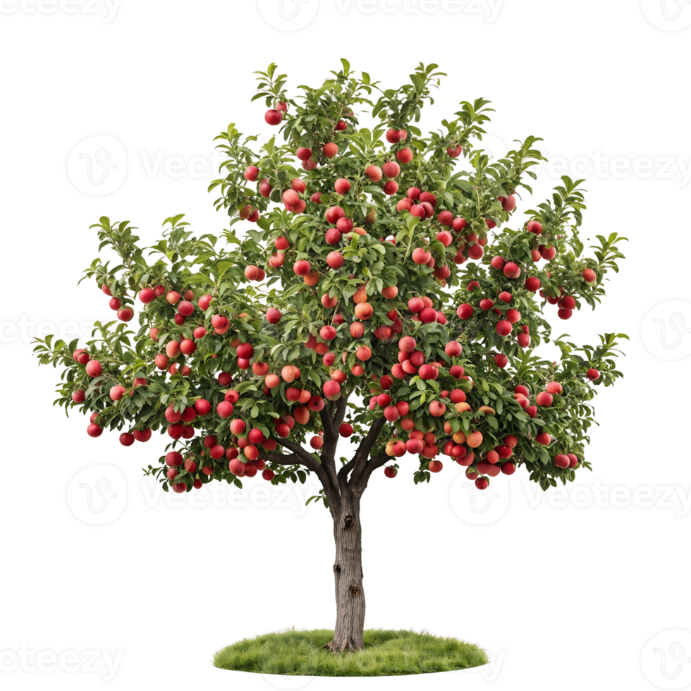 Orchard Tree with Ripe Red Apples Isolated on Transparent Background png