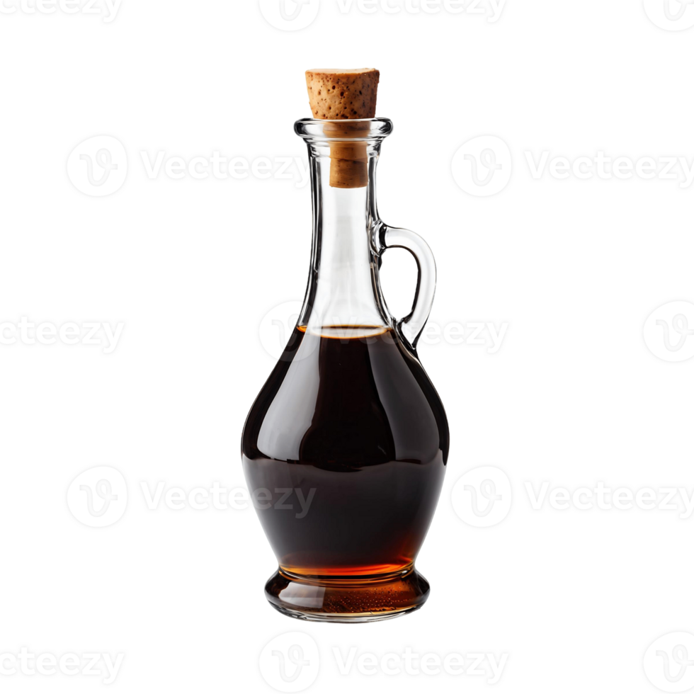Glass Bottle of Balsamic Vinegar Isolated on Transparent Background png