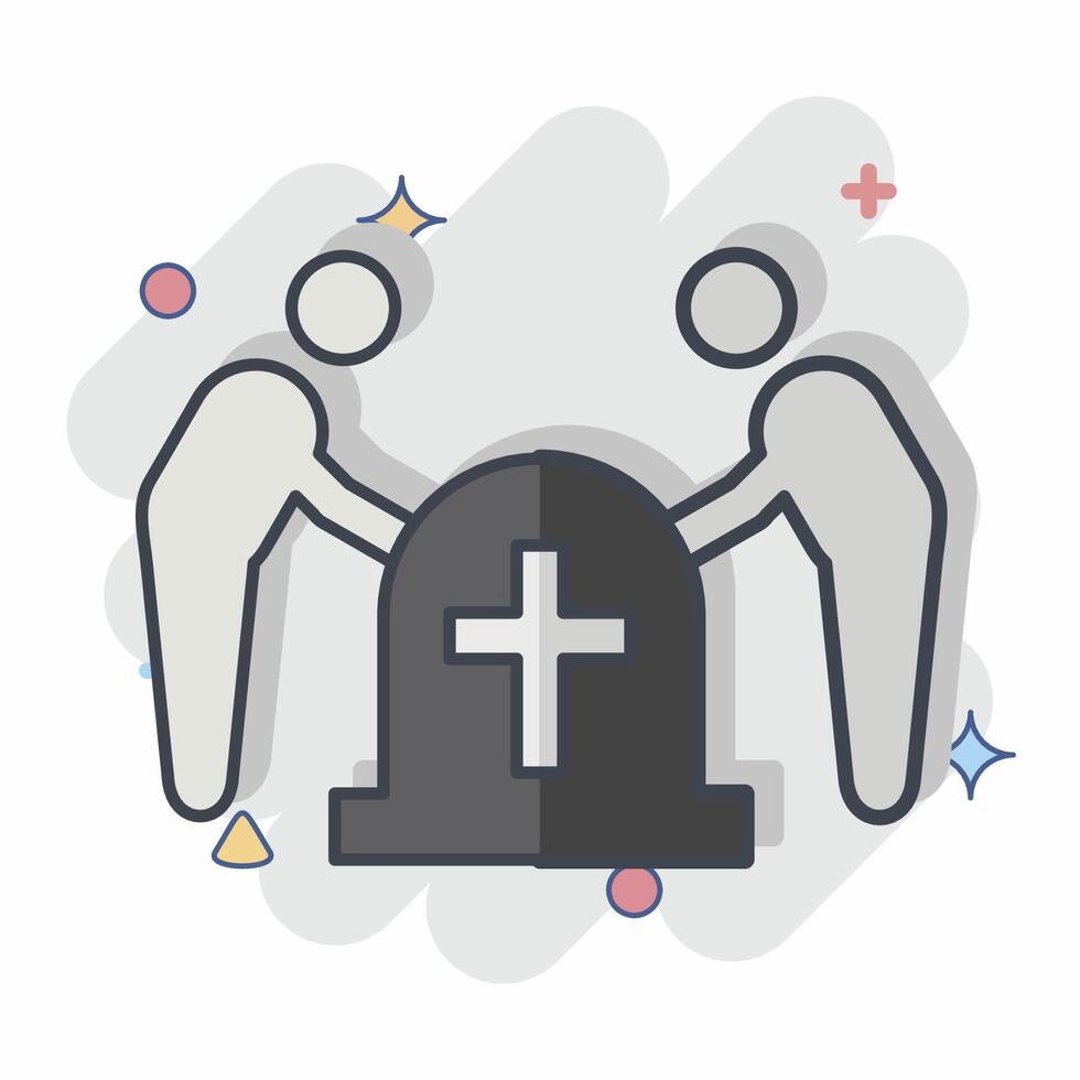 Icon Funeral. related to Seath symbol. comic style. simple illustration vector