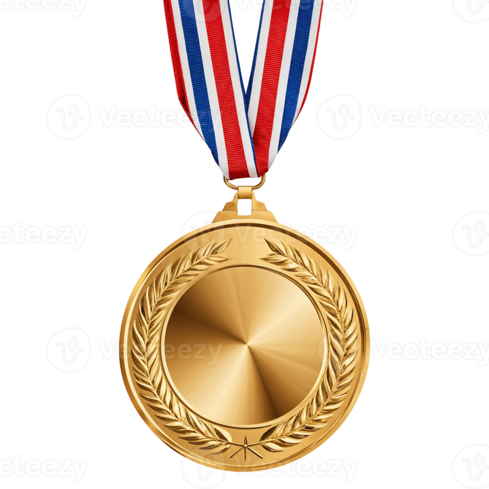 Gold Medal with Ribbon Isolated on Transparent Background png