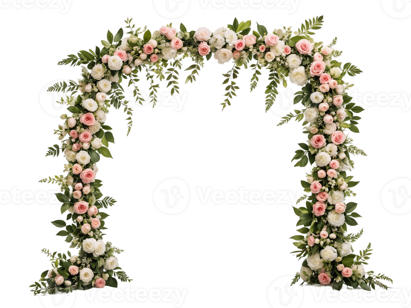 Elegant Wedding Flower Arch Isolated on Transparent Background png