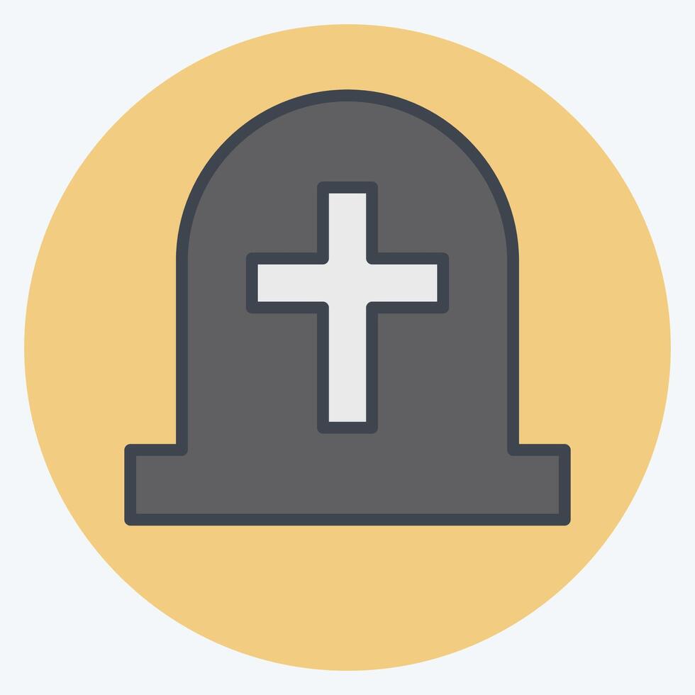 Icon Tombstone. related to Seath symbol. color mate style. simple illustration vector