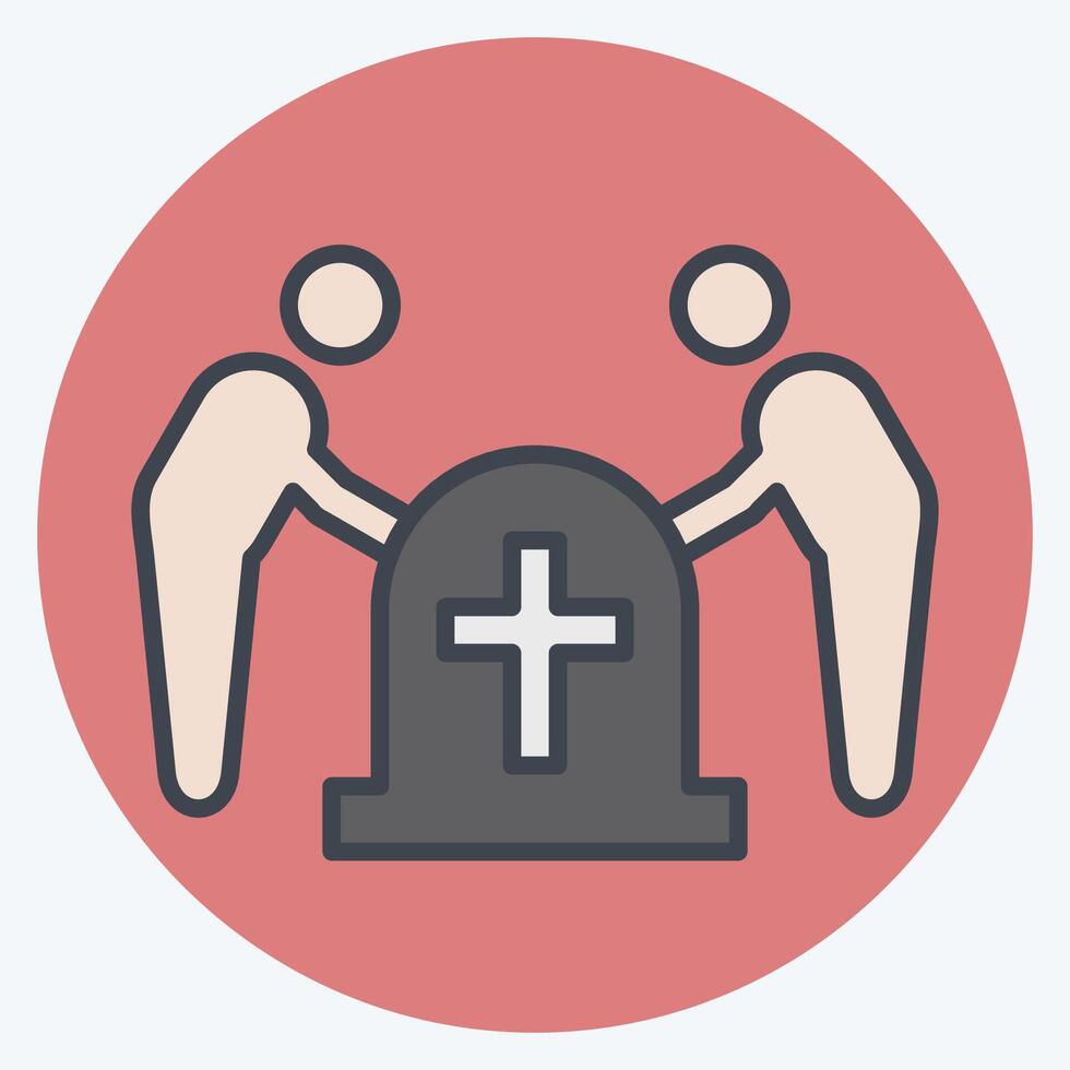 Icon Funeral. related to Seath symbol. color mate style. simple illustration vector