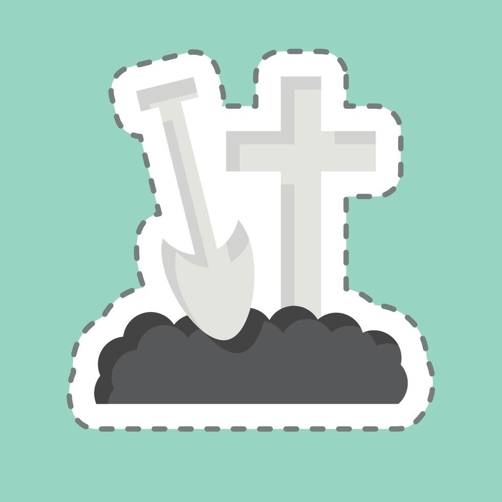 Sticker line cut Bury. related to Seath symbol. simple illustration vector