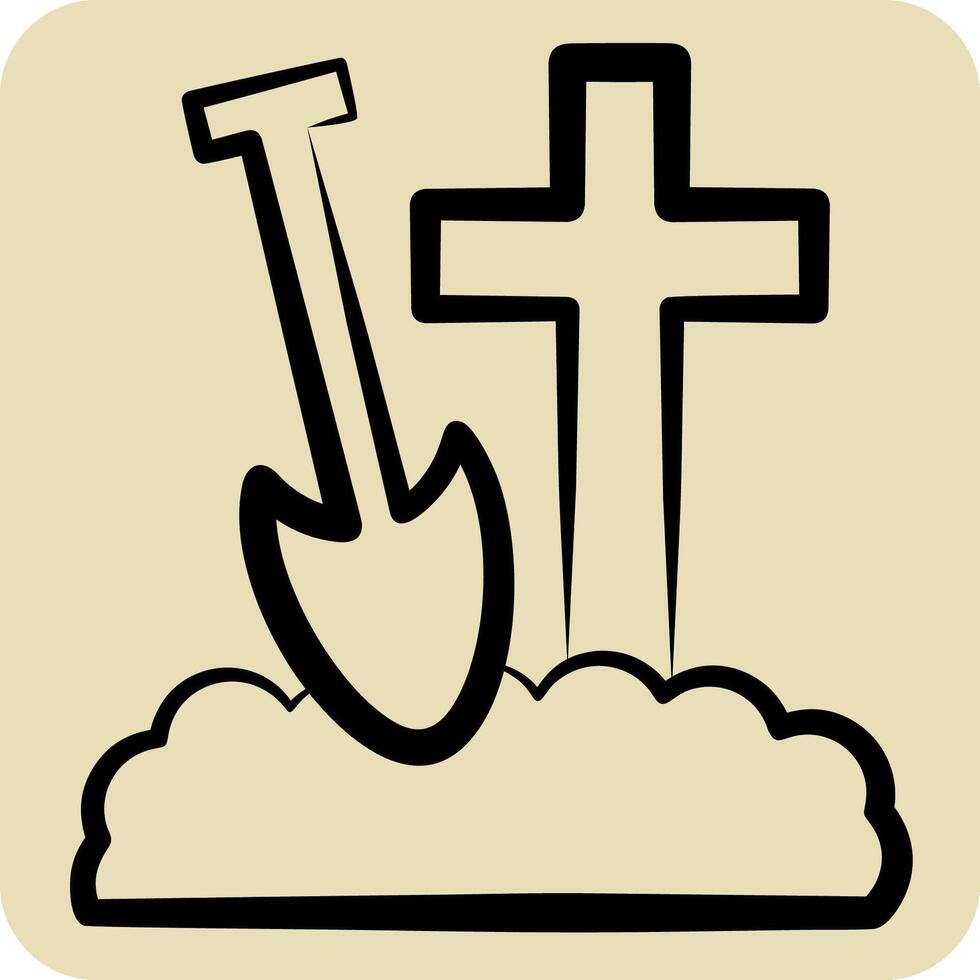 Icon Bury. related to Seath symbol. hand drawn style. simple illustration vector