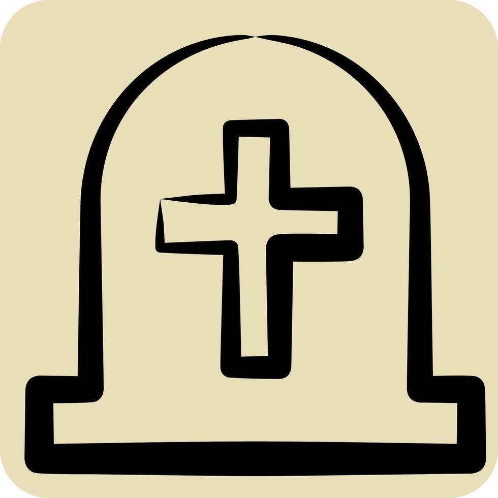 Icon Tombstone. related to Seath symbol. hand drawn style. simple illustration vector