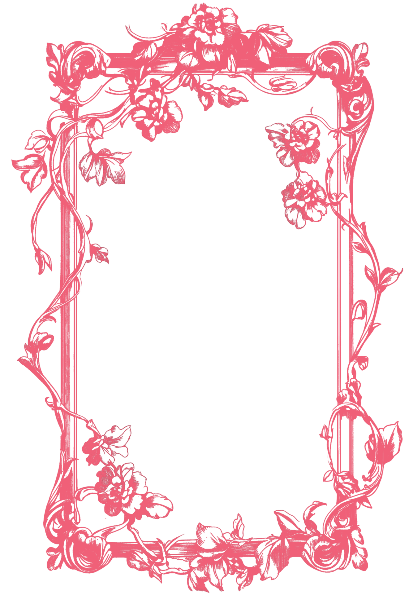 Elegant frame with transparent background, baroque style floral frame