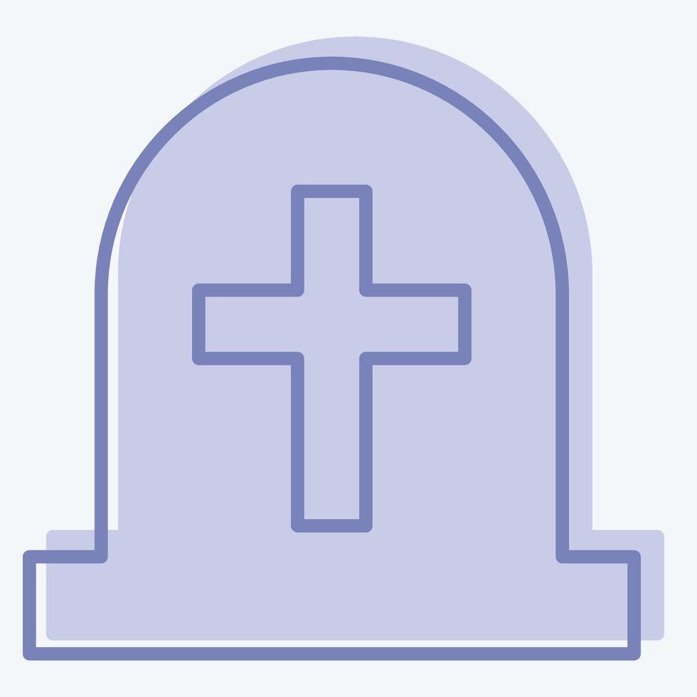 Icon Tombstone. related to Seath symbol. two tone style. simple illustration vector