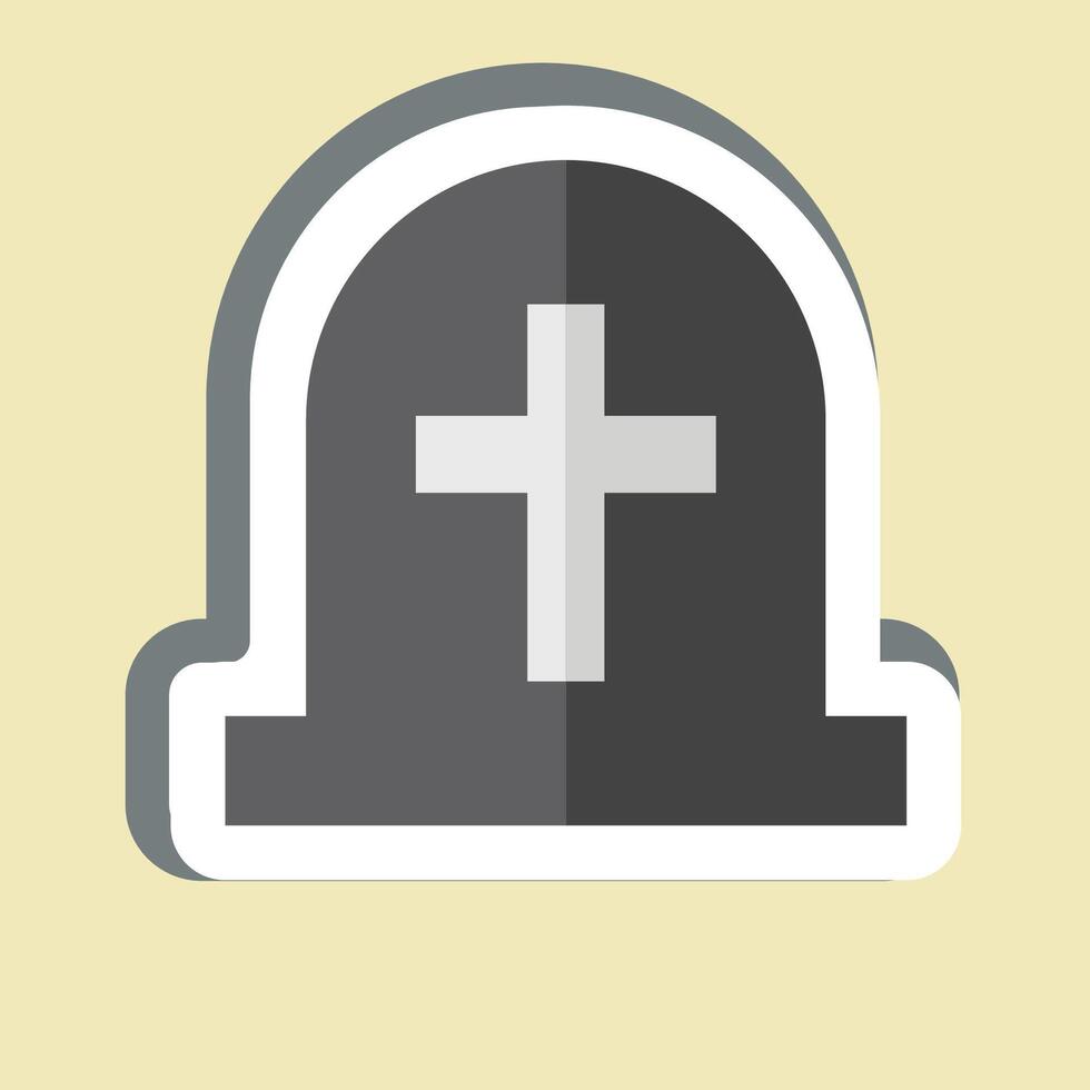 Sticker Tombstone. related to Seath symbol. simple illustration vector