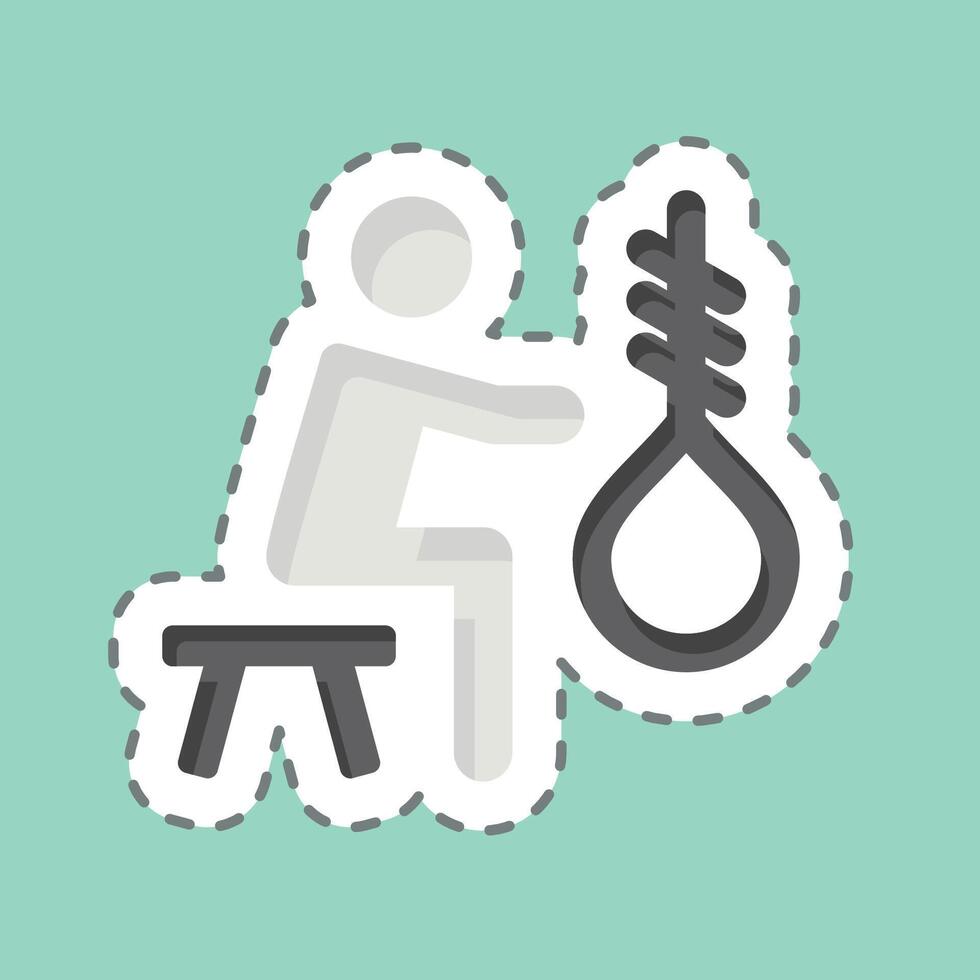 Sticker line cut Suicide. related to Seath symbol. simple illustration vector