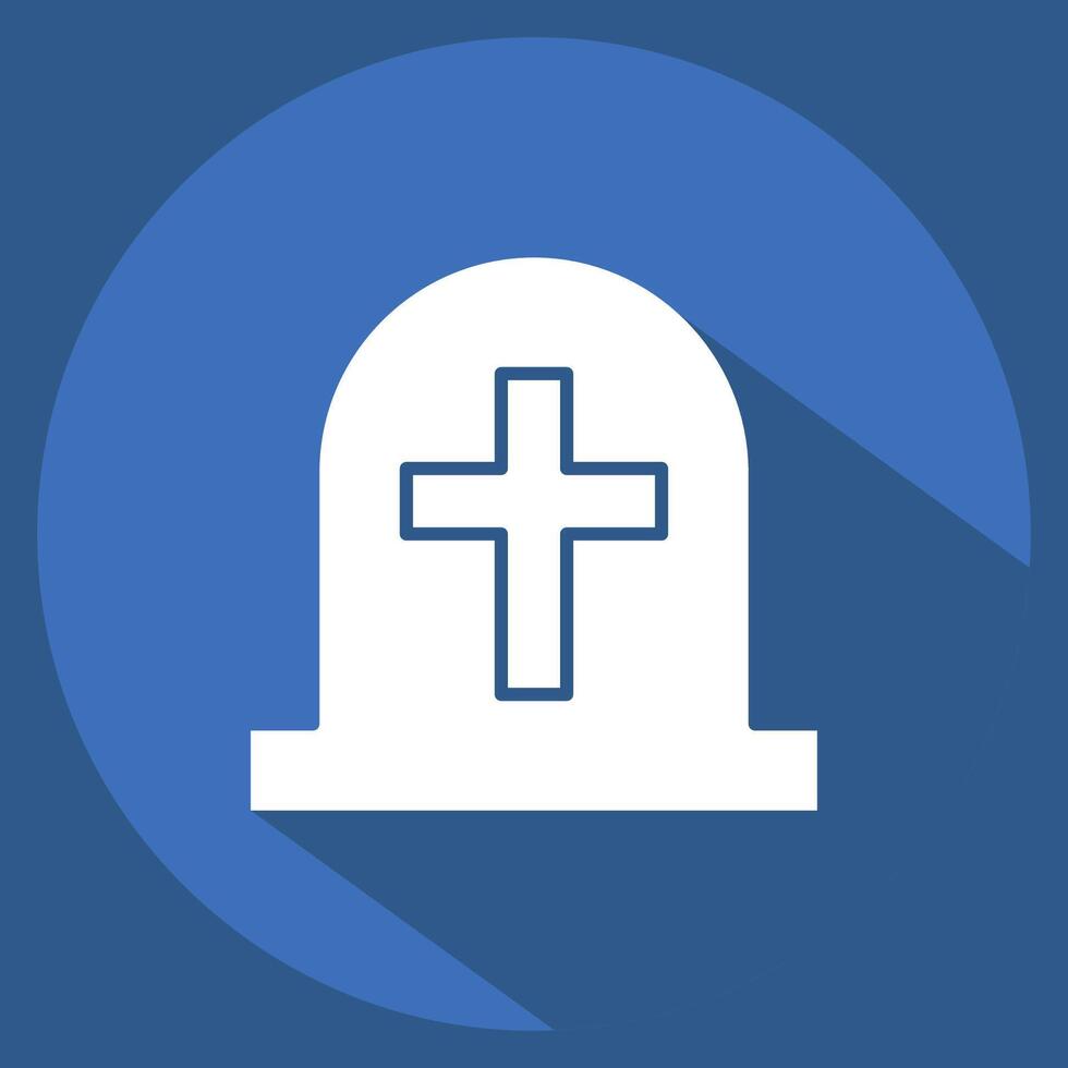 Icon Tombstone. related to Seath symbol. long shadow style. simple illustration vector