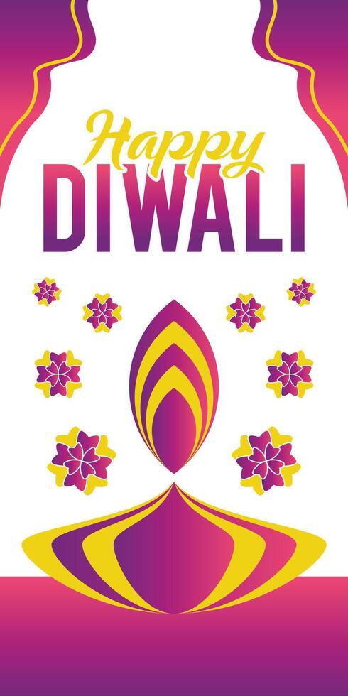 Happy Diwali Vertical Banner vector