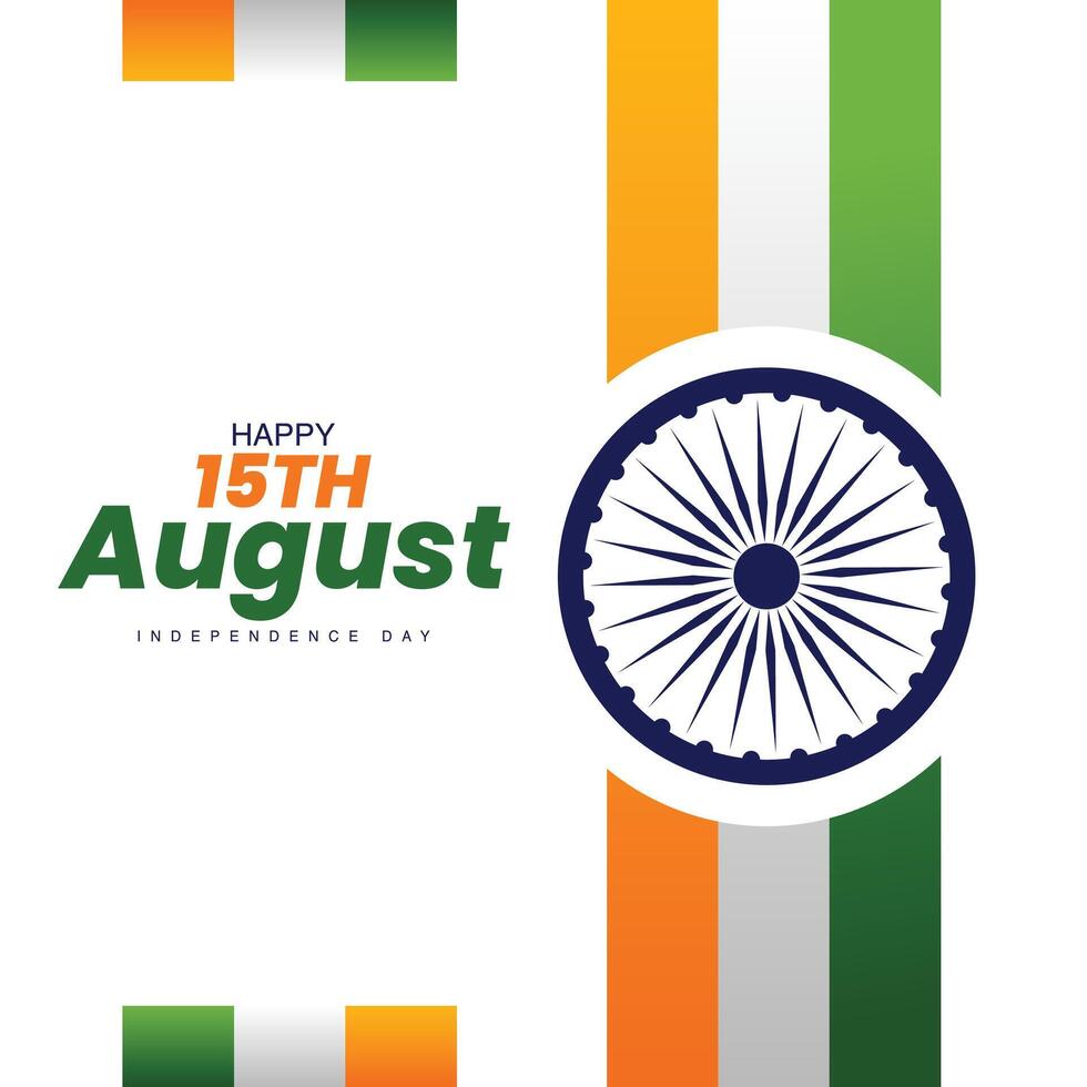 15 August Independence day post template, Social media, Indian flag, Creative design vector