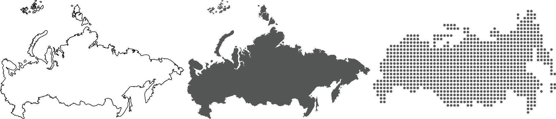 Russia map detailed in outline, grey color, dotted style vector