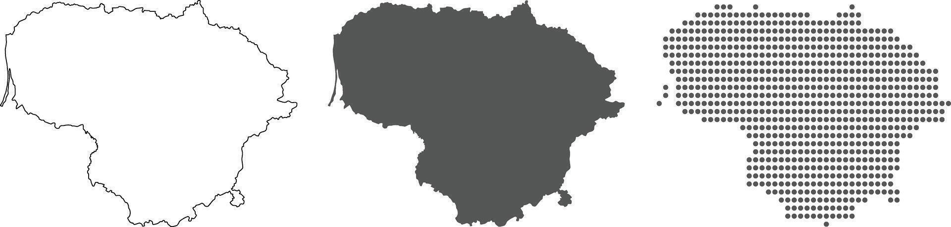 Lithuania map in outline, grey color, dotted style. vector