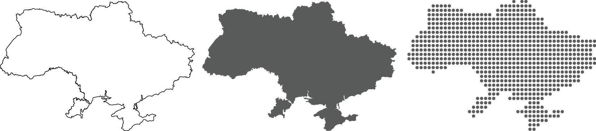 Ukraine map detailed in outline, grey color, dotted style. vector