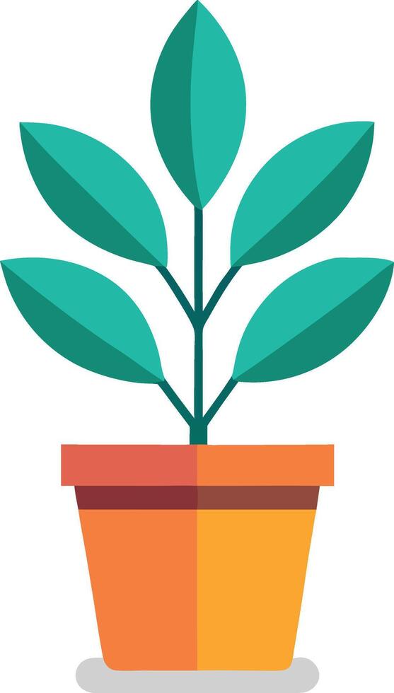 Plant in pot with green leaves isolated on white background Illustration vector