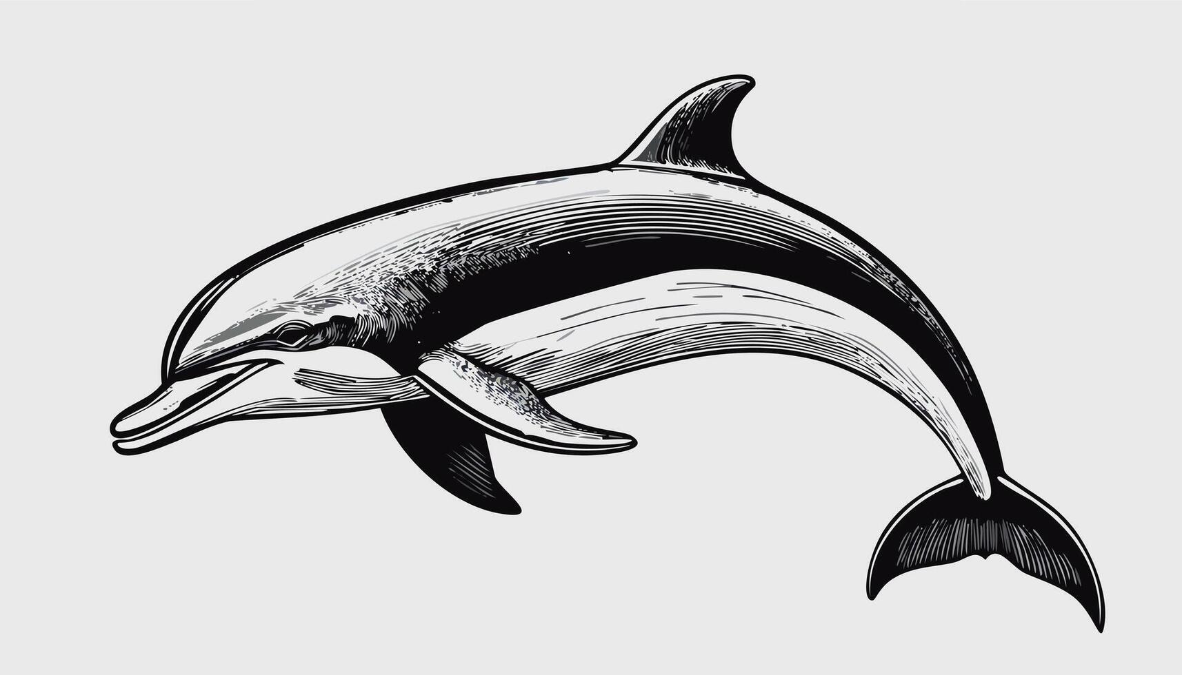 Dolphin Sketch Style Animal vector