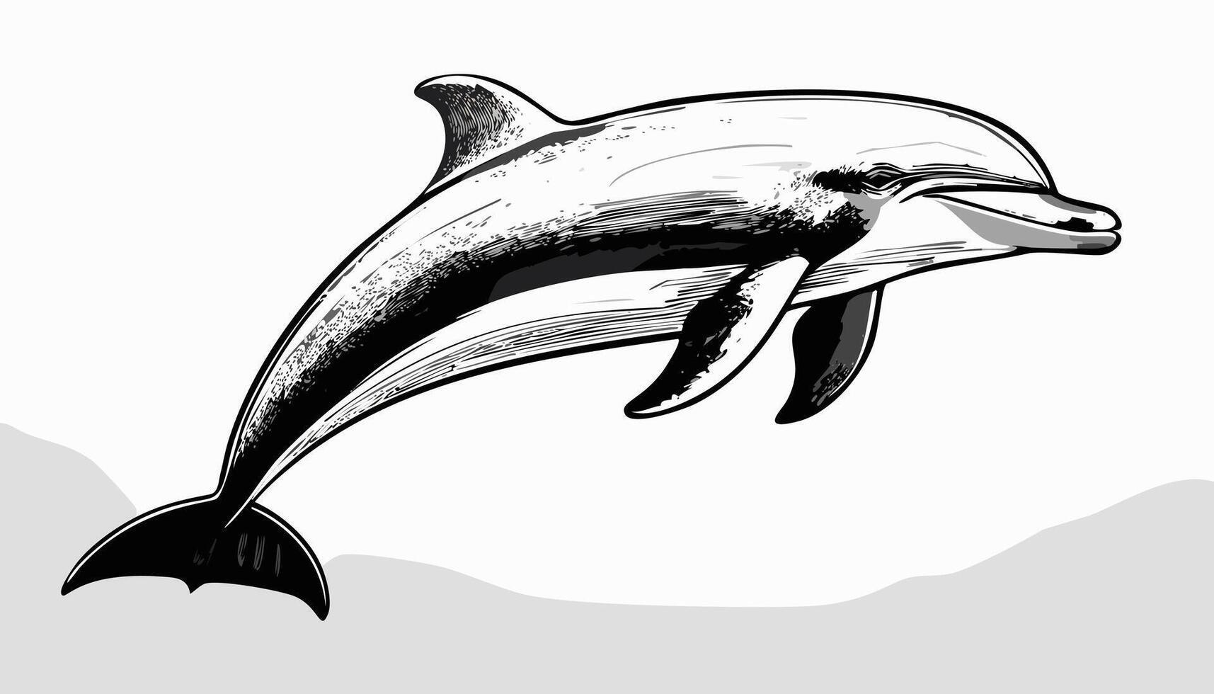 Dolphin Sketch Style vector