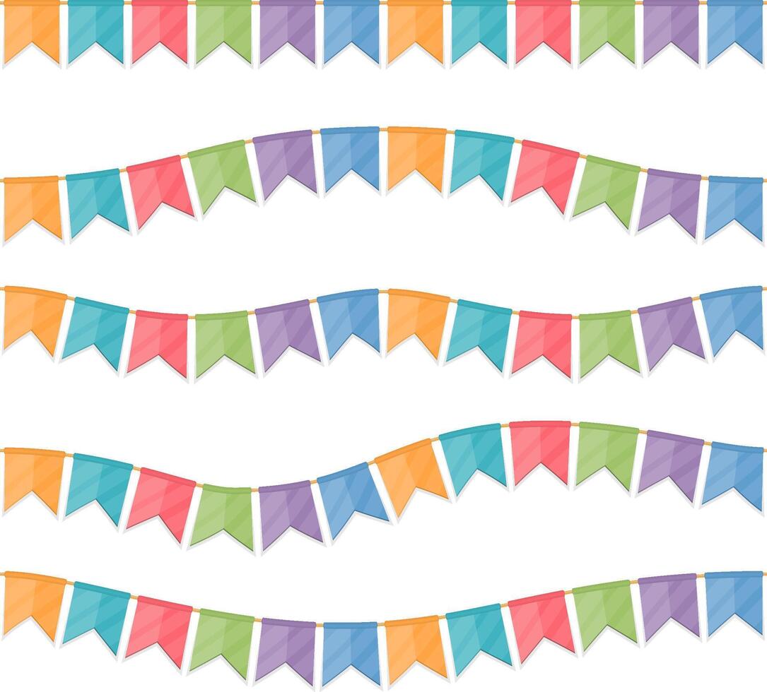 Seamless festive flags set vector