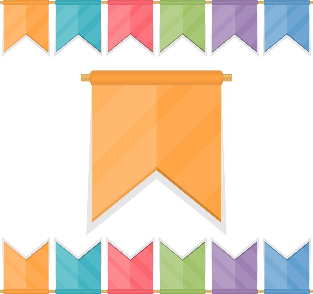 Colored festive flags on the rope vector