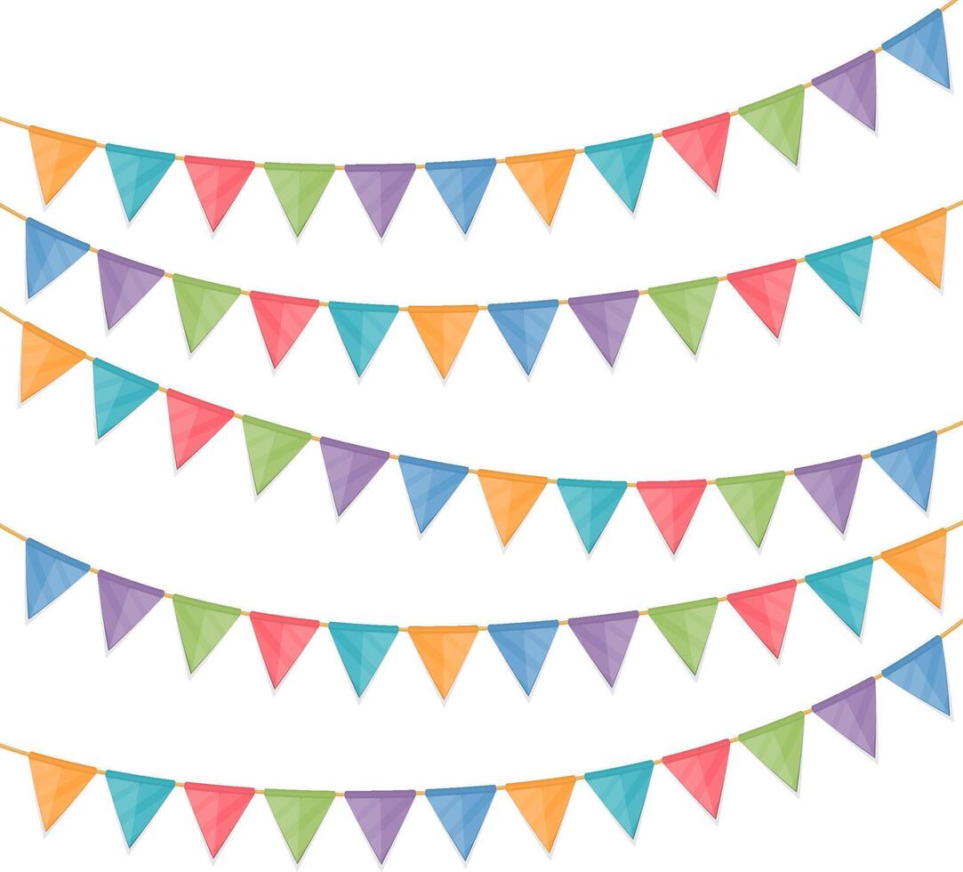Bunting flags on white background vector