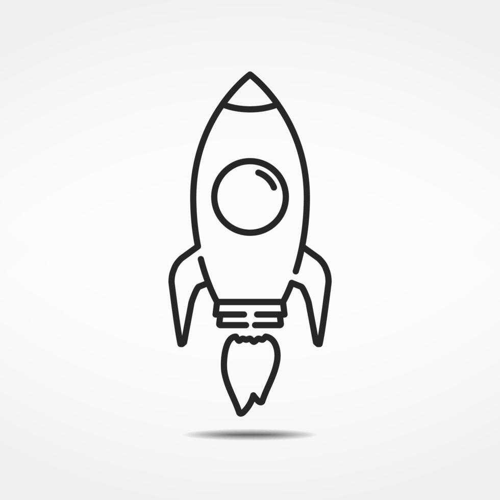 Rocket minimal line icon vector