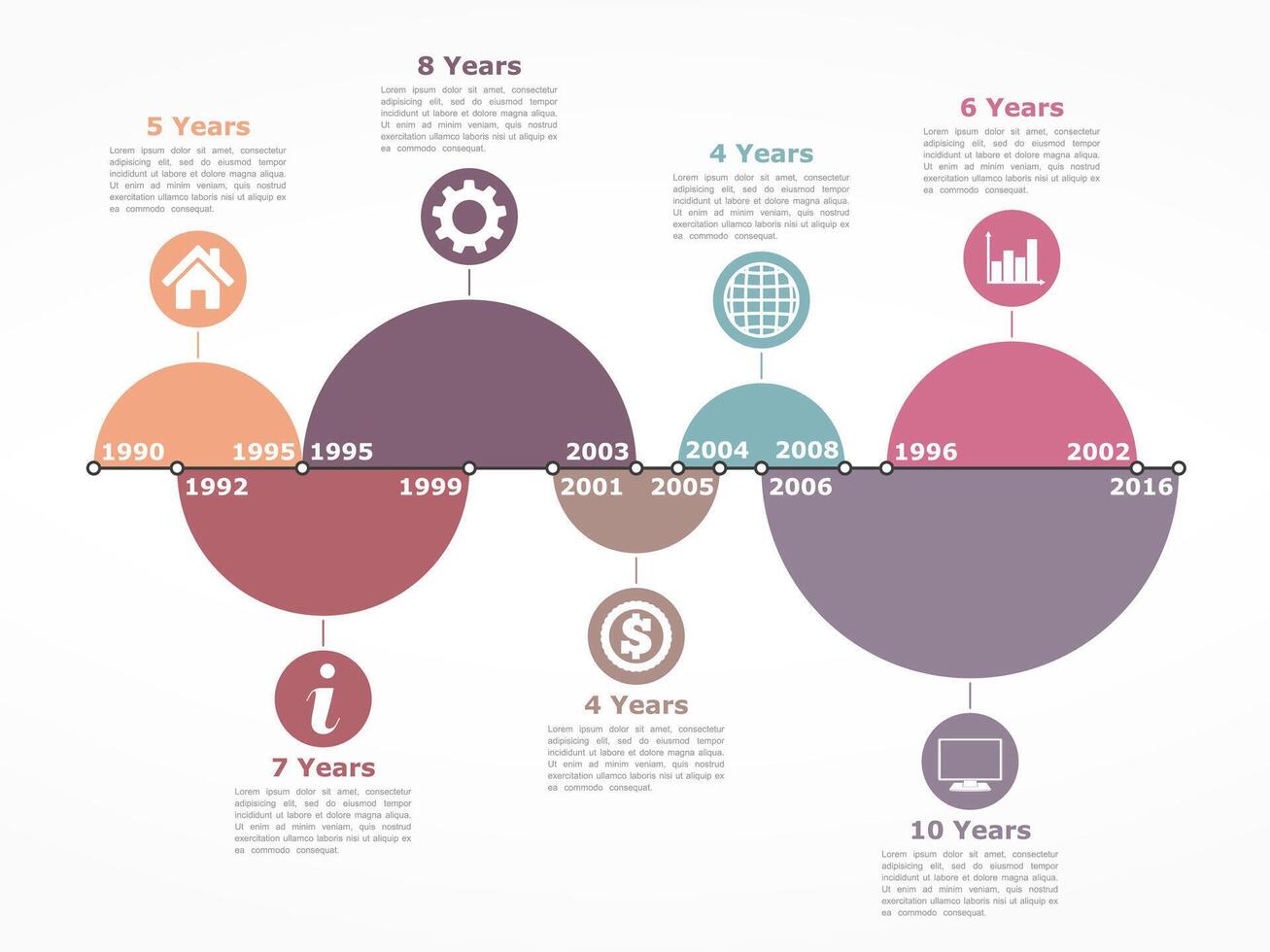 Timeline infographics design template with circles vector