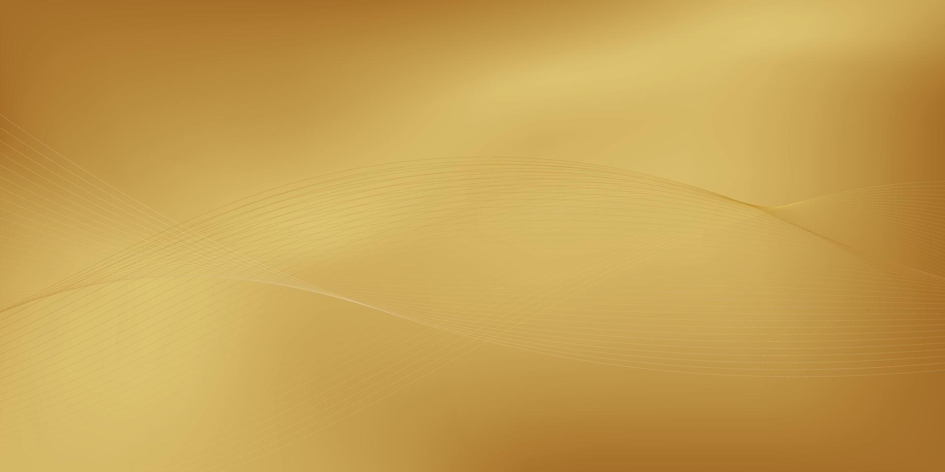 Gold abstract blurred gradient background with wavy lines pattern. illustration. vector