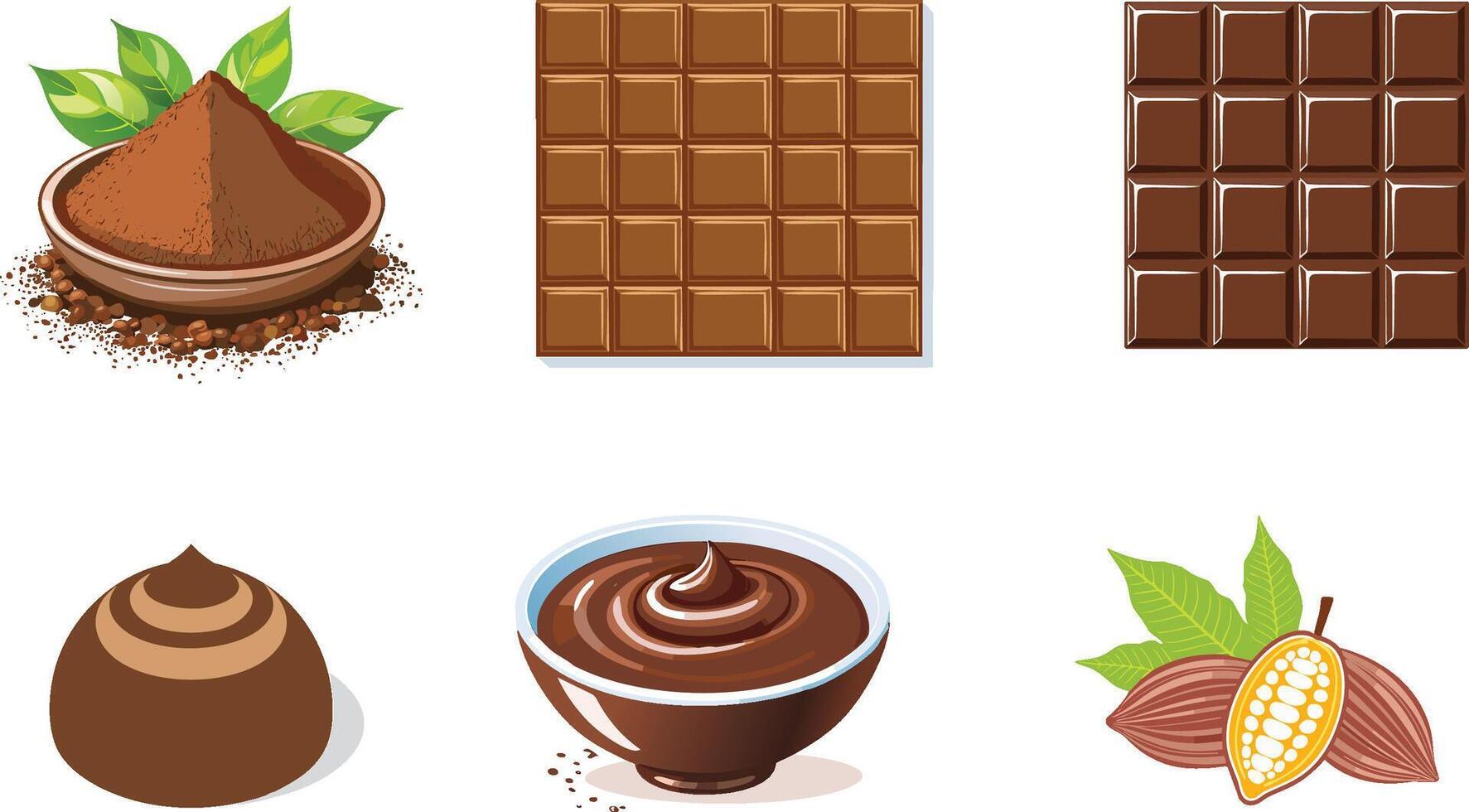 various colorful chocolate illustration set vector