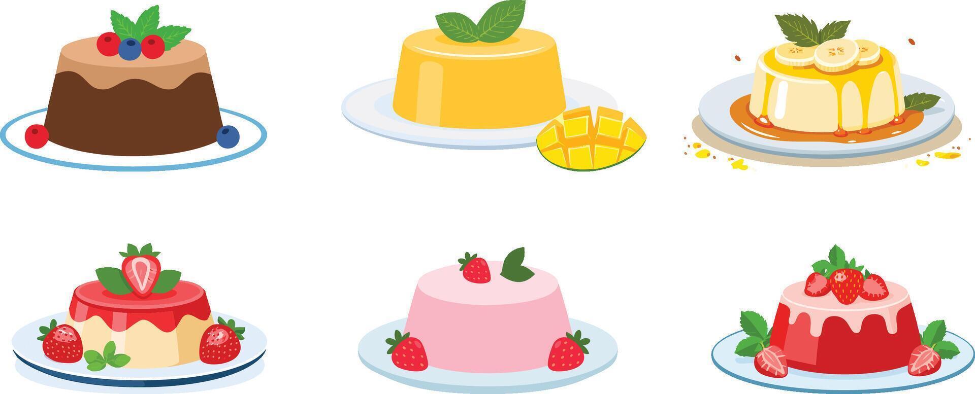 colorful pudding illustration set vector