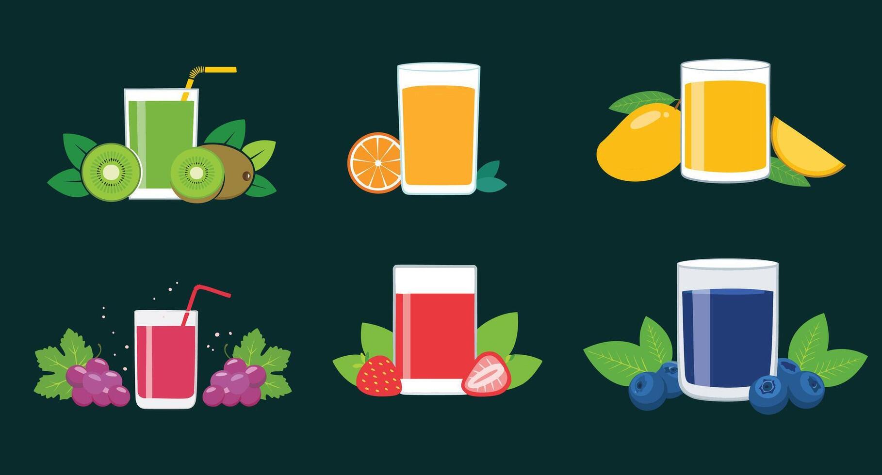 colorful juice illustration set vector