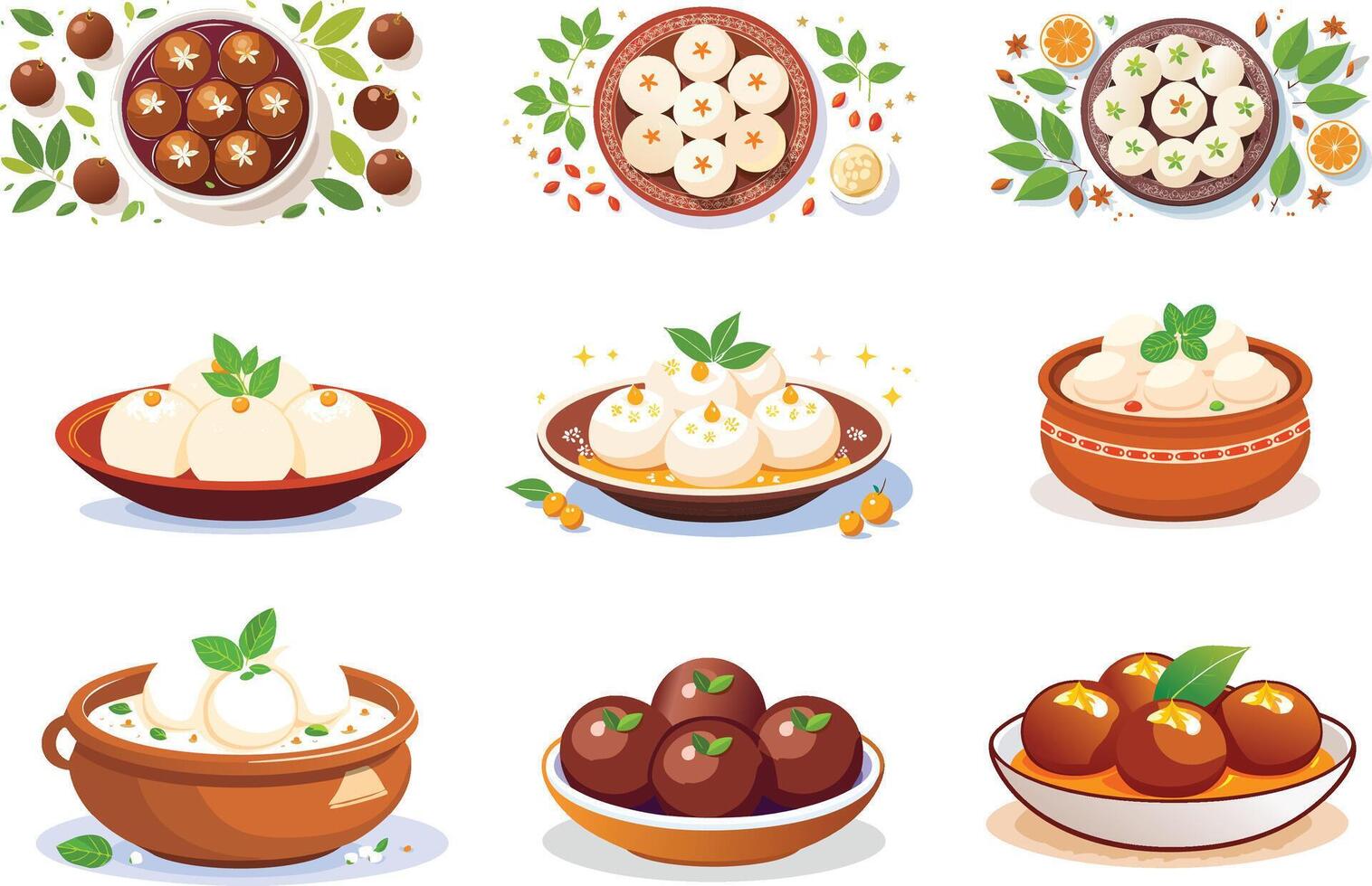 colorful indian rasgulla illustration vector