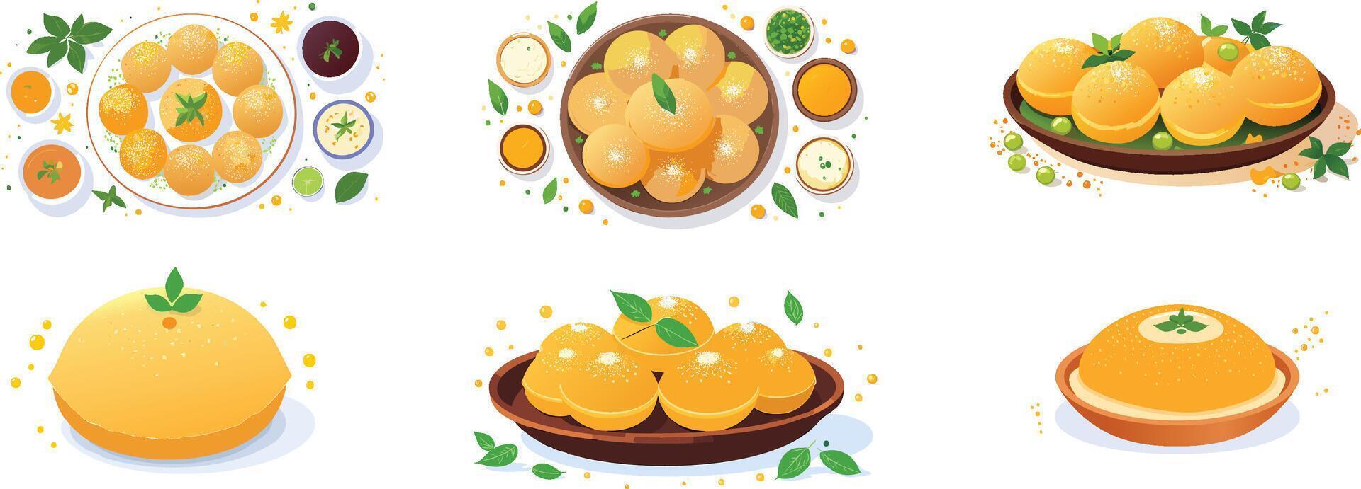 colorful pani puri indian food illustration vector