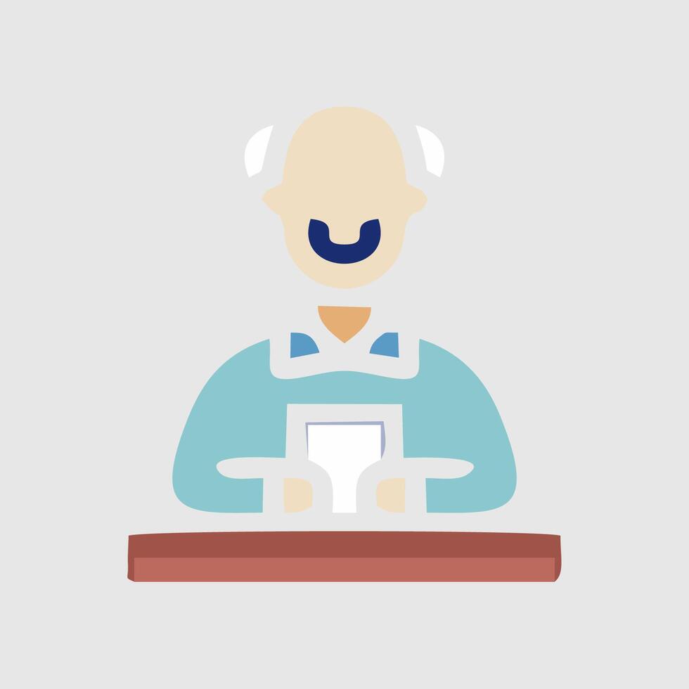 an illustration of a man with a mustache and a book vector