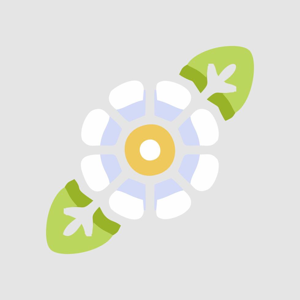 a flat icon of a flower with leaves vector