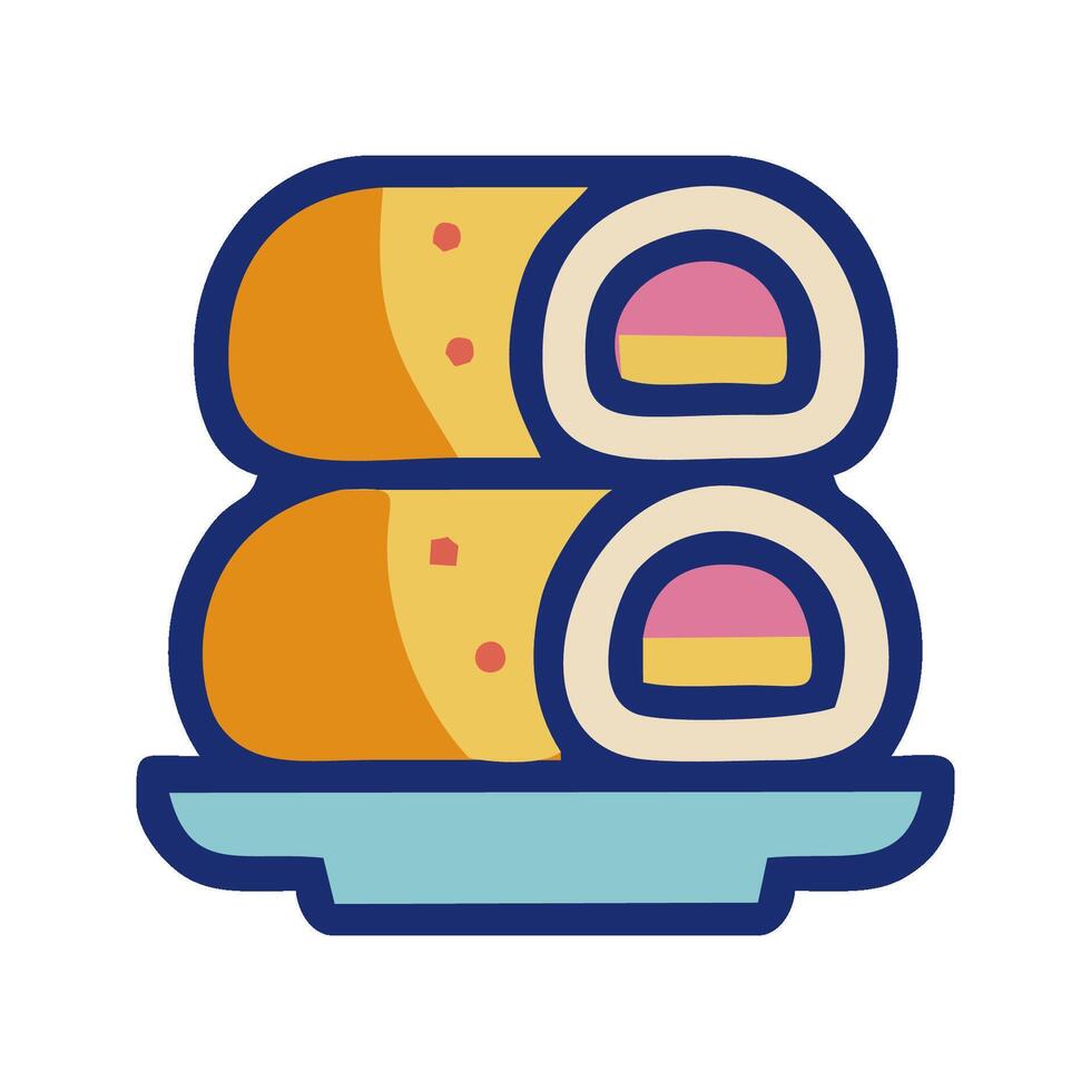 a stack of rolls on a plate vector