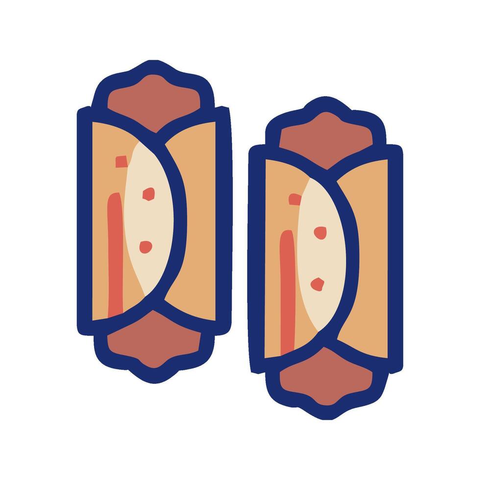 two hot dogs are shown in a flat style vector