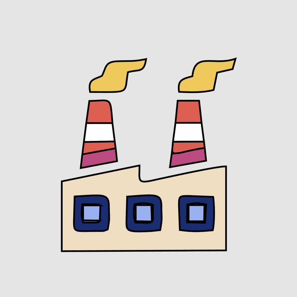 a factory with two chimneys and smoke coming out of them vector