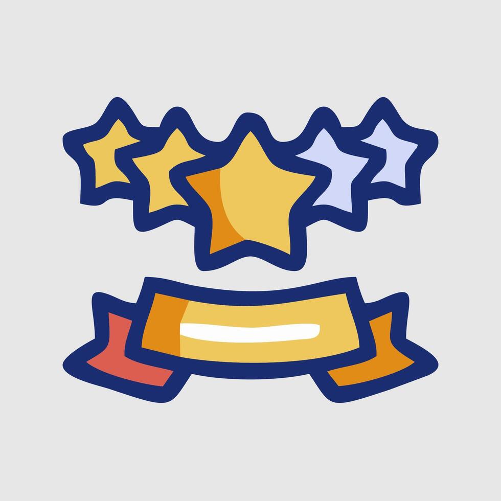 five stars and ribbon icon on a white background vector