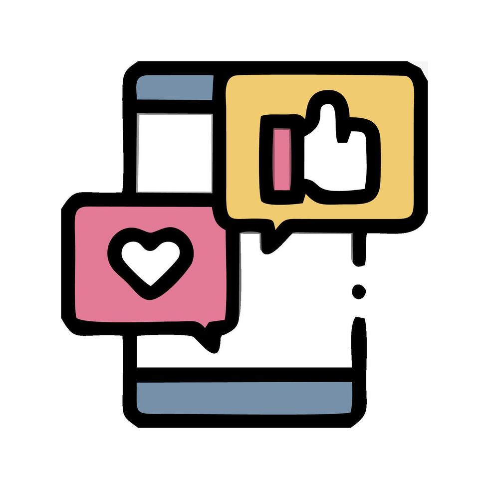 a phone with a heart and thumbs up icon vector