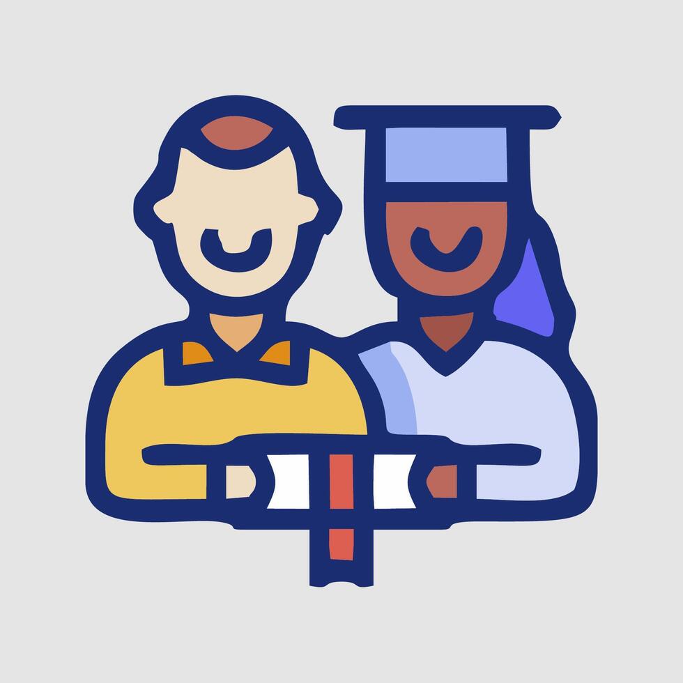 graduation icon with two people holding a diploma vector
