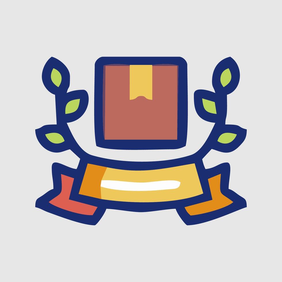 a book with a ribbon and laurels on it vector