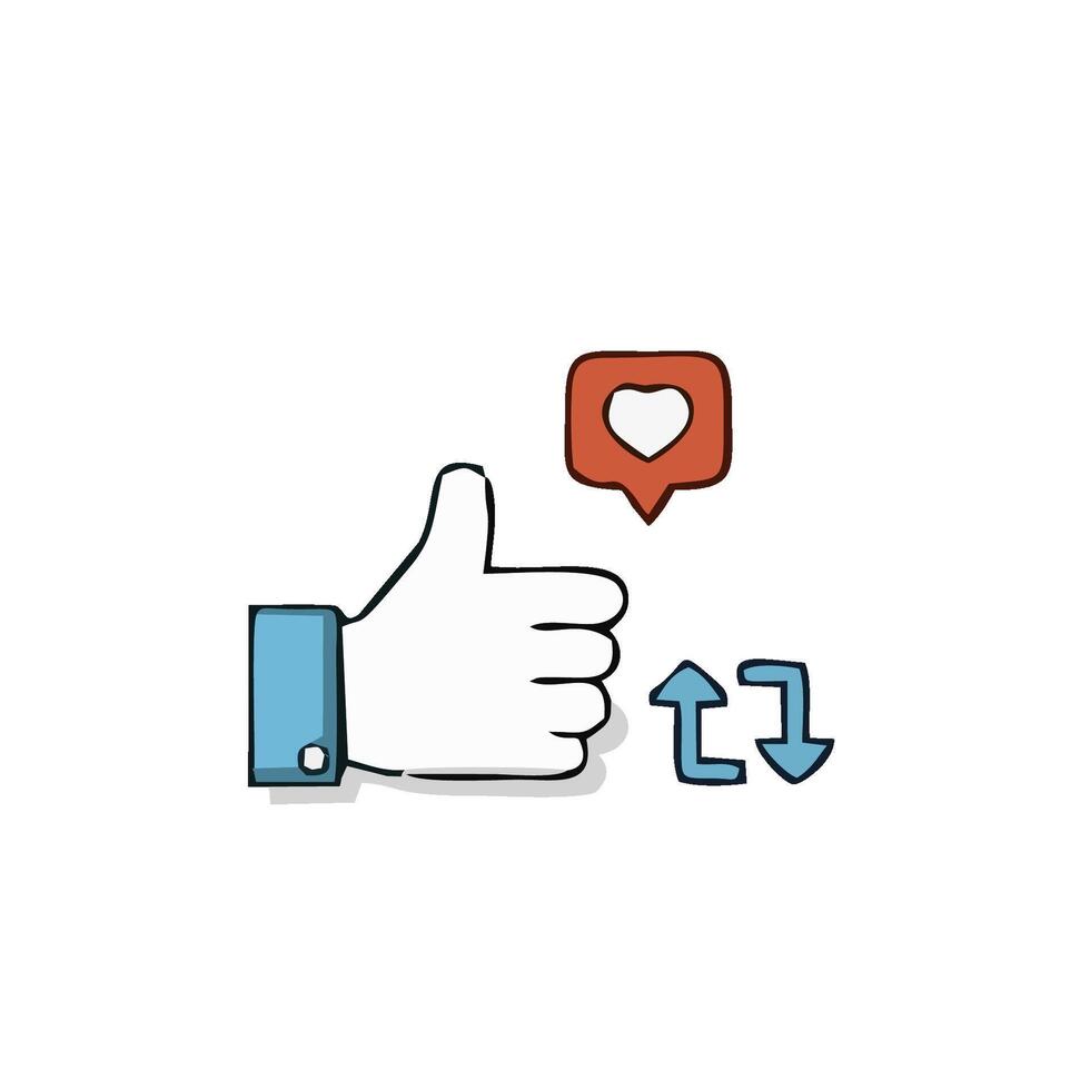a hand with a thumbs up and a heart icon vector