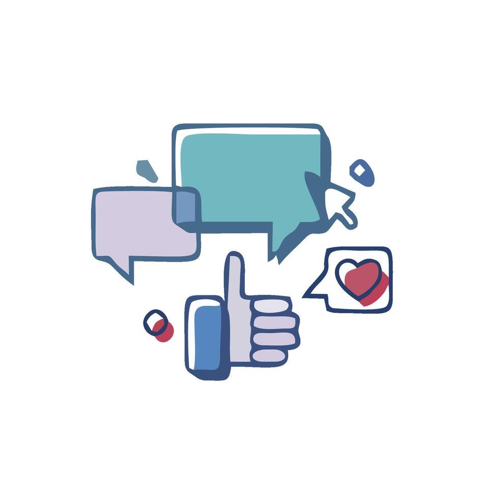 a hand giving a thumbs up with speech bubbles around it vector