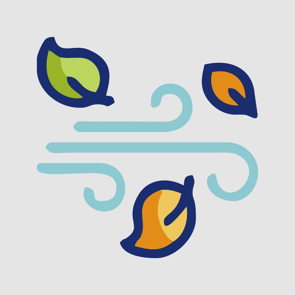 a colorful illustration of leaves flying through the air vector