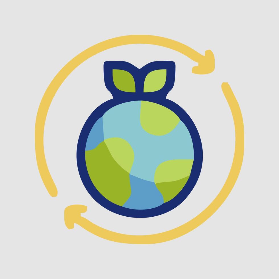 a globe with a green leaf on it and arrows around it vector