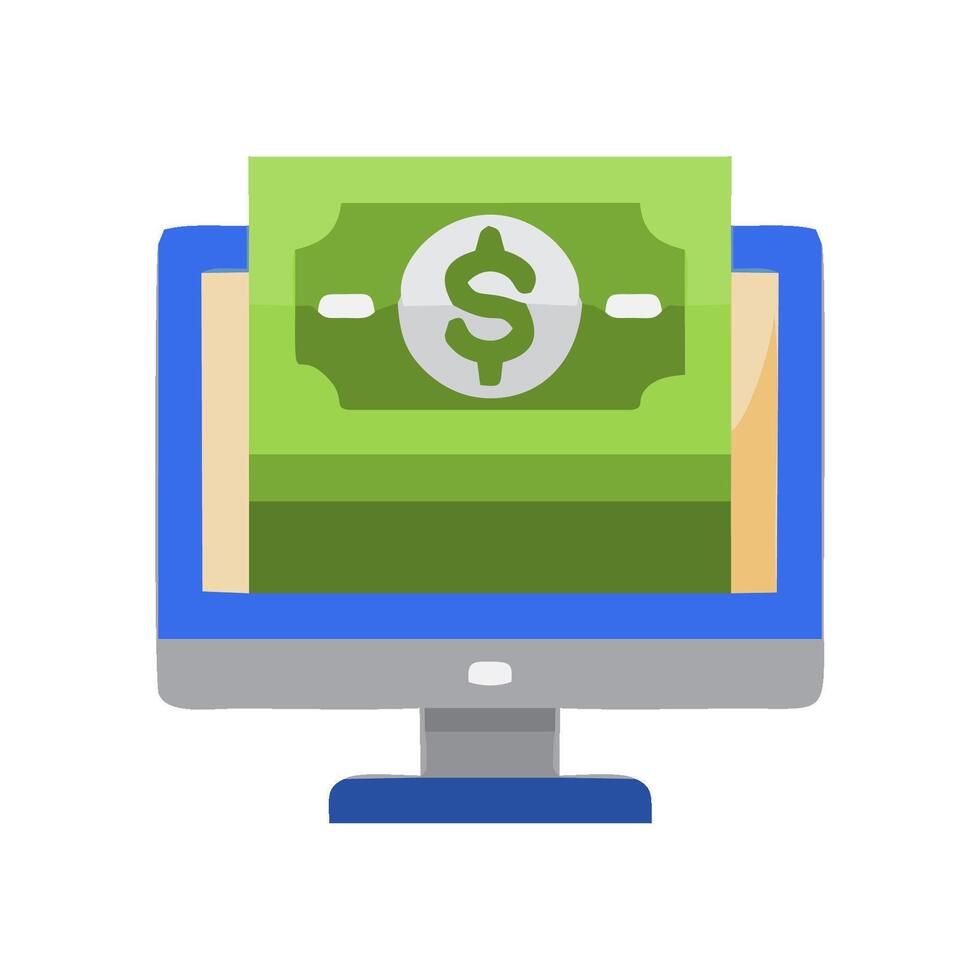 a computer monitor with a dollar sign on it vector